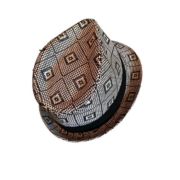 Black & White Geometric Pattern Fedora One Size - Picture 2 of 7